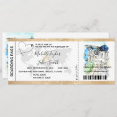 宛先ウェディングボーディングパスサントリーニギリシャ 招待状 (正面/裏面)