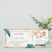 宛先ウェディングボーディングパスハート飛行機アイコン 招待状 (スタンド正面)