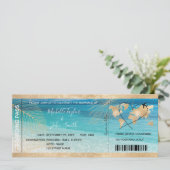 宛先ウェディングボーディングパスハート飛行機アイコン 招待状 (スタンド正面)