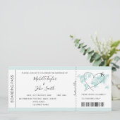 宛先ウェディングボーディングパスハート飛行機アイコン 招待状 (スタンド正面)