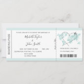 宛先ウェディングボーディングパスハート飛行機アイコン 招待状 (正面)