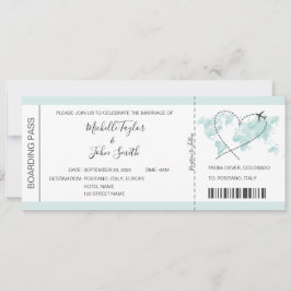 宛先ウェディングボーディングパスハート飛行機アイコン 招待状