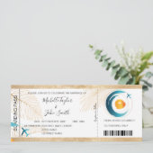 宛先ウェディングボーディングパスハート飛行機アイコン 招待状 (スタンド正面)