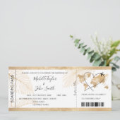 宛先ウェディングボーディングパスハート飛行機アイコン 招待状 (スタンド正面)