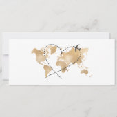 宛先ウェディングボーディングパスハート飛行機アイコン 招待状 (裏面)