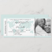 宛先ウェディングボーディングパスハート飛行機アイコン 招待状 (正面/裏面)