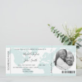 宛先ウェディングボーディングパスハート飛行機アイコン 招待状 (スタンド正面)