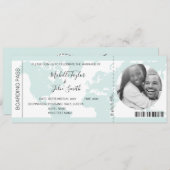 宛先ウェディングボーディングパスハート飛行機アイコン 招待状 (正面/裏面)