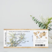 宛先ウェディングボーディングパスハート飛行機パーム 招待状 (スタンド正面)