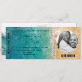 宛先ウェディングボーディングパスビーチ海 招待状 (正面/裏面)