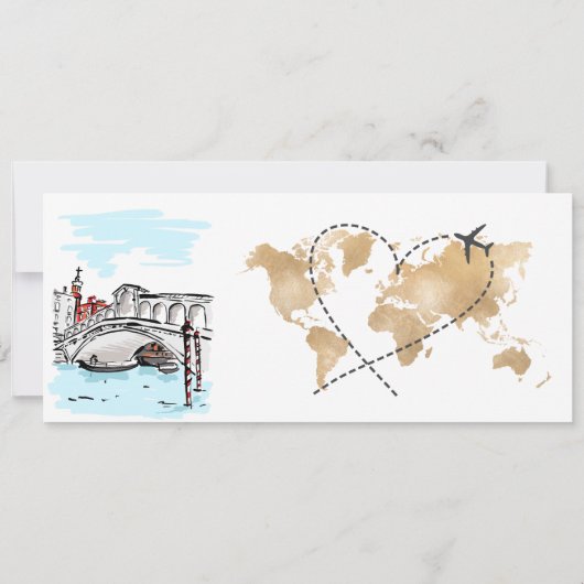 宛先ウェディングボーディングパスヴェネツィアイタリア 招待状 (裏面)