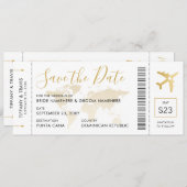 宛先ウェディングボーディングパス日付の保存 セーブザデート (正面/裏面)