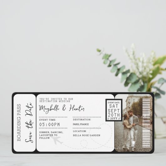 宛先ウェディングボーディングパス飛行機チケット 招待状 (スタンド正面)