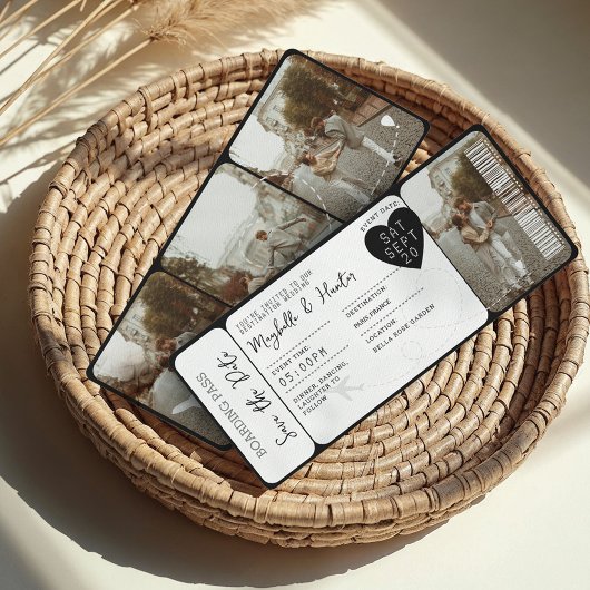 宛先ウェディングボーディングパス飛行機チケット 招待状