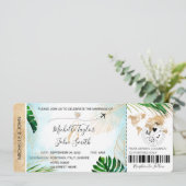 宛先ウェディングボーディングパス飛行機トロピカル 招待状 (スタンド正面)