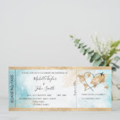 宛先ウェディングボーディングパス飛行機トロピカル 招待状 (スタンド正面)