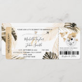 宛先ウェディングボーディングパス飛行機トロピカルI 招待状 (正面/裏面)