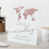 宛先ウェディングマップバラ金ゴールドピンクへようこそ 台座サイン (インサイチュ)