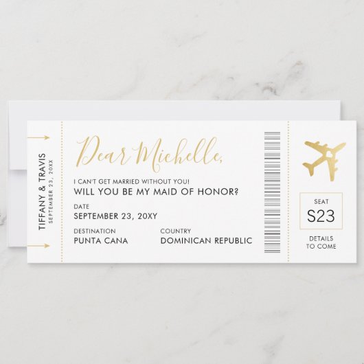 宛先ウェディングメイド・オブ・オーナー（花嫁付き添い人）提案カード 招待状 (正面)