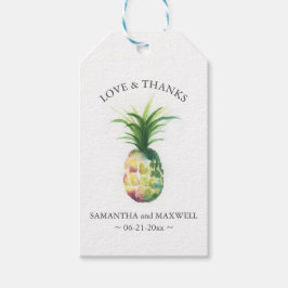 宛先ウェディングメッセージカード水色パイナップル ギフトタグ