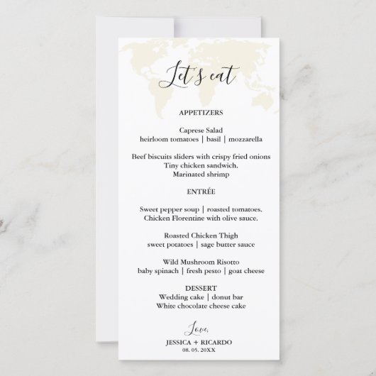 宛先ウェディングメニューとサンキューカード (裏面)