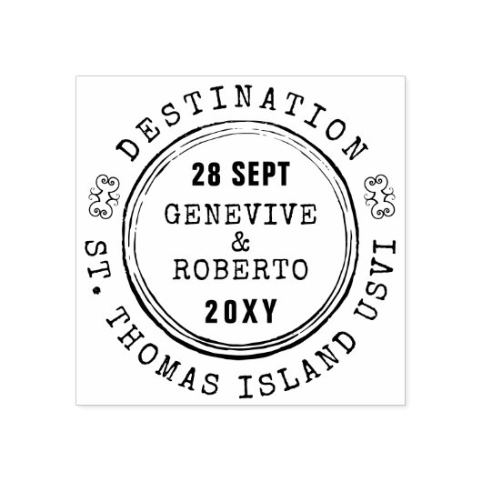 宛先ウェディングヴィンテージパスポートエアメールスタイル ラバースタンプ (インプリント)