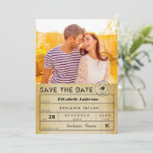 宛先ウェディングヴィンテージ荷物タグフォト セーブザデート (スタンド正面)