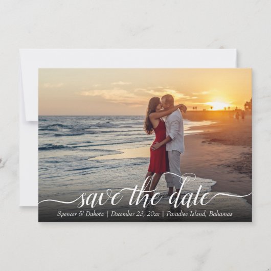 宛先ウェディング手書きモダン2枚の写真 セーブザデート (正面)