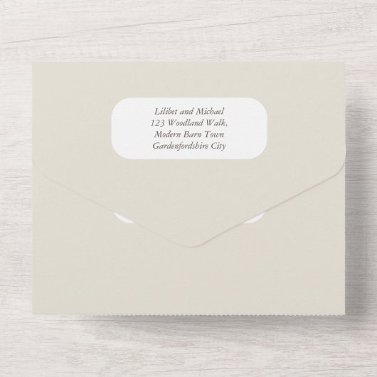 宛先ウェディング招待状RSVP |無料タイムライン オールインワン招待状 (裏面)