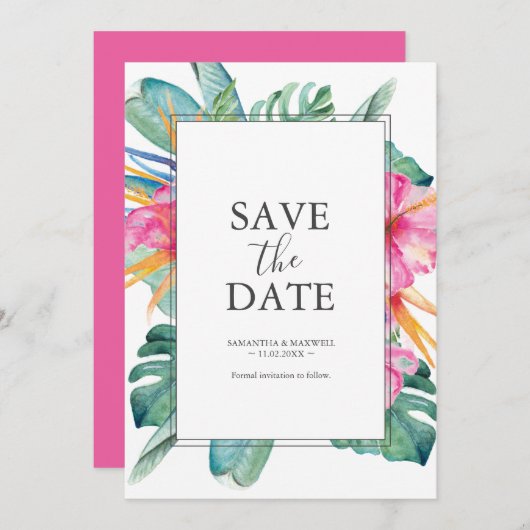 宛先ウェディング日付の保存招待状 招待状 (正面/裏面)