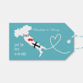 宛先ウェディング日付の保存 ギフトタグ (正面(横))