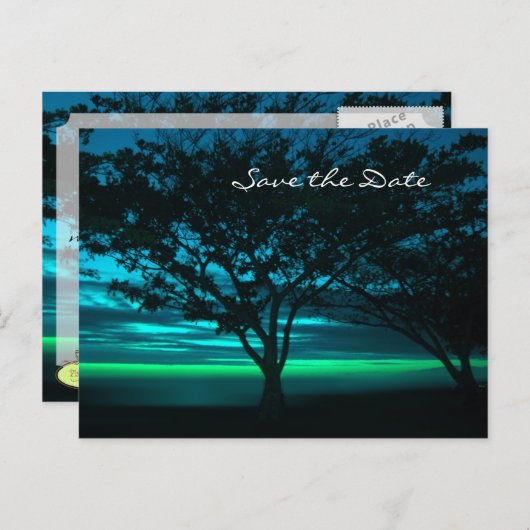 宛先ウェディング日付の保存 案内ポストカード (正面/裏面)