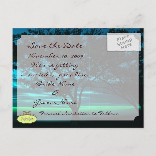 宛先ウェディング日付の保存 案内ポストカード (裏面)