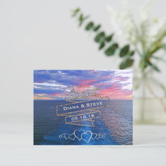 宛先ウェディング日付の保存 | 熱帯海 案内ポストカード (スタンド正面)