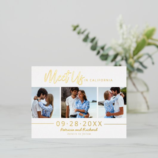 宛先ウェディング日付3の写真を保存 箔シーズンポストカード (立ち正面)