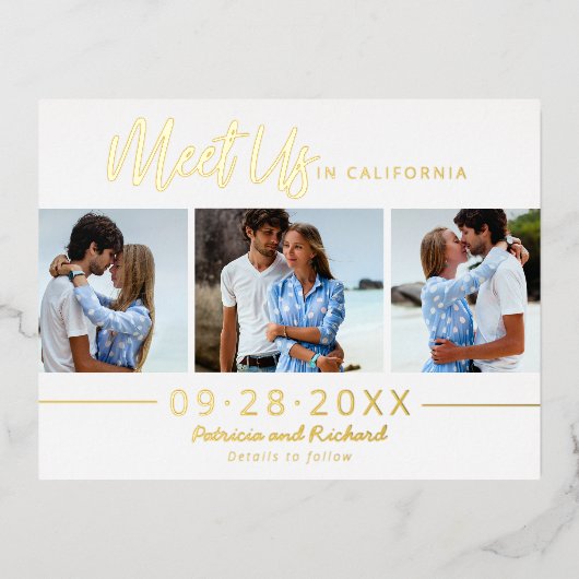 宛先ウェディング日付3の写真を保存 箔シーズンポストカード (正面)