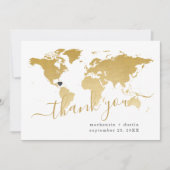 宛先ウェディング金ゴールドマップパーソナライズされた サンキューカード (正面)