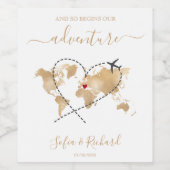 宛先ウェディング金ゴールドワールドマップウェルカムサイン ワインラベル (シングルラベル)