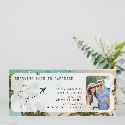 宛先ウェディングQRコードフォトボーディングパス 招待状 (スタンド正面)