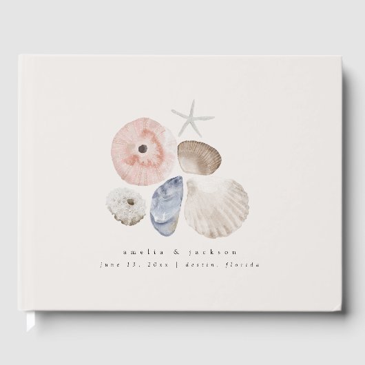 宛先エレガントビーチ結婚式ゲストブック ゲストブック (正面)