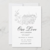 宛先エレガントフローラ写真の日付の保存 招待状 (正面)