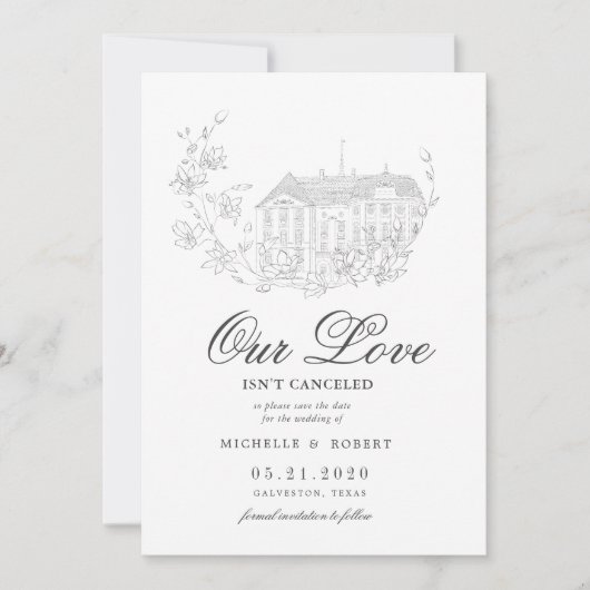 宛先エレガントフローラ写真の日付の保存 招待状 (正面)