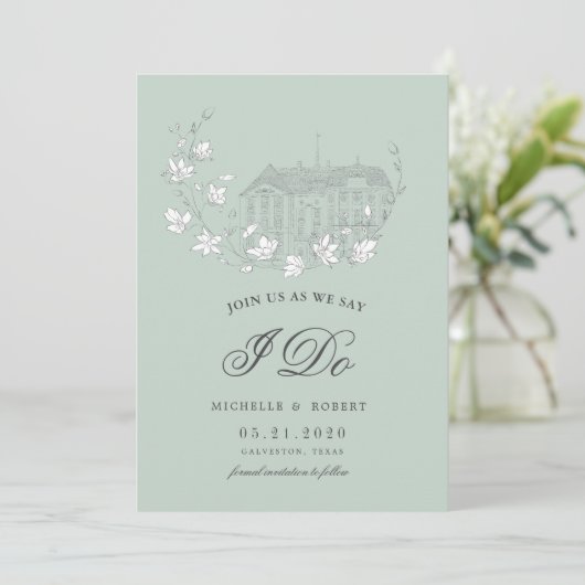 宛先エレガントフローラ写真の日付の保存 招待状 (スタンド正面)