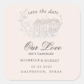 宛先エレガントフローラ日付の保存 スクエアシール (正面)