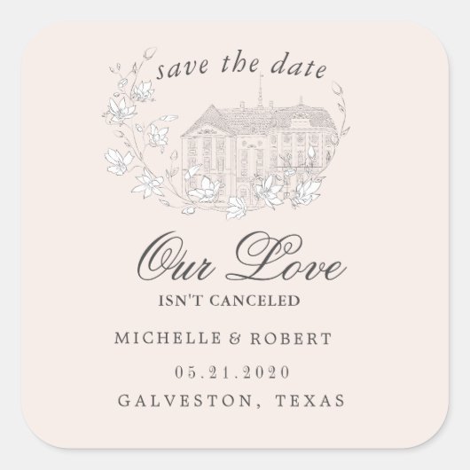 宛先エレガントフローラ日付の保存 スクエアシール (正面)