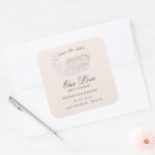 宛先エレガントフローラ日付の保存 スクエアシール (封筒)