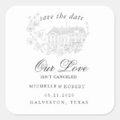 宛先エレガントフローラ日付の保存 スクエアシール (正面)