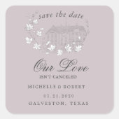 宛先エレガントフローラ日付の保存 スクエアシール (正面)