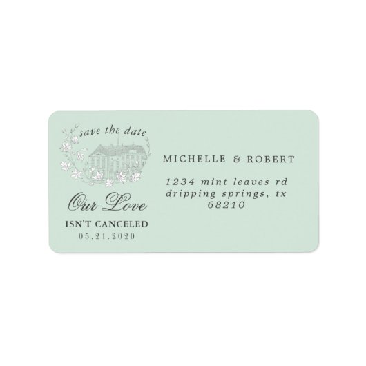 宛先エレガントフローラ日付の保存 ラベル (正面)