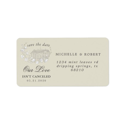 宛先エレガントフローラ日付ラベルの保存 ラベル (正面)